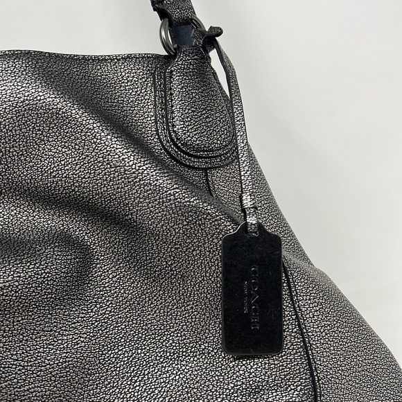 Coach Edie 31 Shoulder Tote Bag Metallic Leather Graphite #33520 - Picture 15 of 16